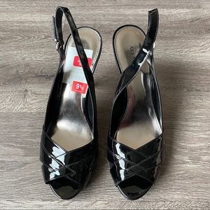 👠 NWT Alfani Slingback Black Patent Leather Heels